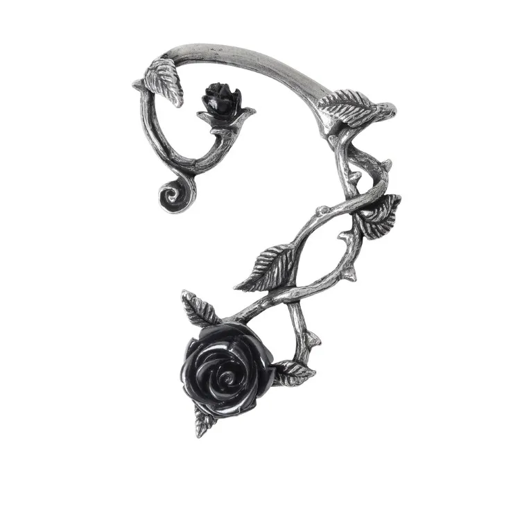 

Retro Silver Color Rose Flower Clip Earrings Personality Cool Gothic Style Women's Earrings Fashion Party Jewelry Lover's Gifts