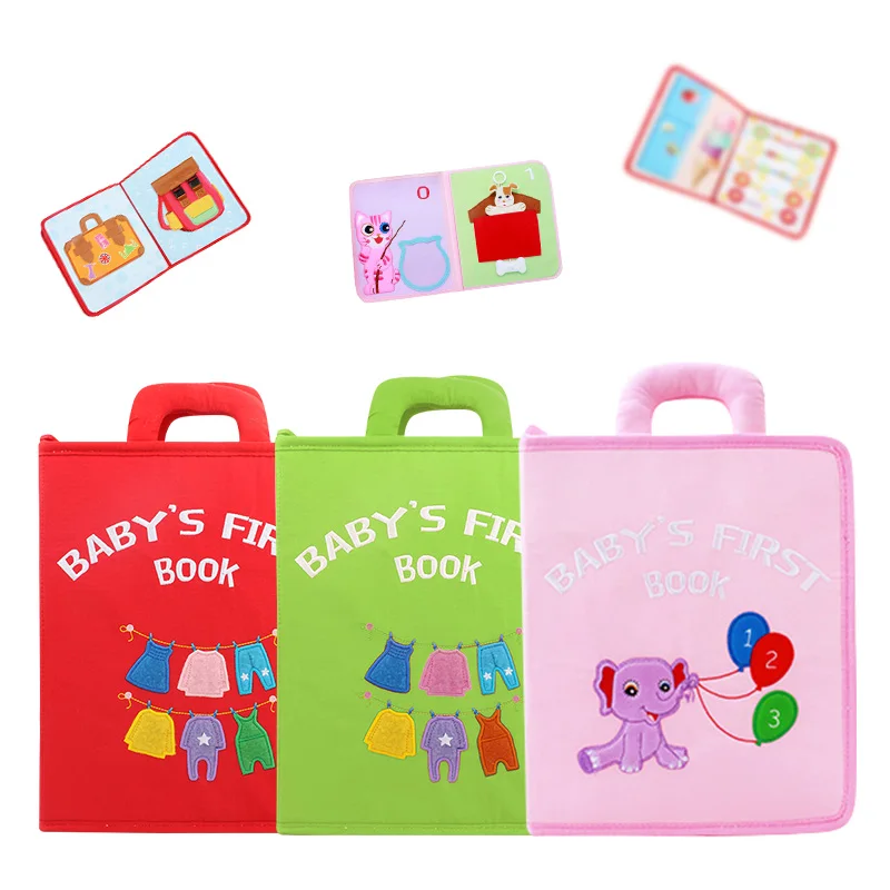 

Montessori Baby Book Soft Fabric Sensorial Cloth Books for Kids 1 Year Old My First Quiet Felt DIY Book Learning Educational Toy