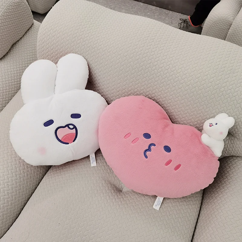 

Kawaii White Bunny Plush Toy Pillow Cute Stuffed Pink Heart Cushion Cartoon Animal Rabbit Plushie Dolls for Kids Sofa Bed Decor