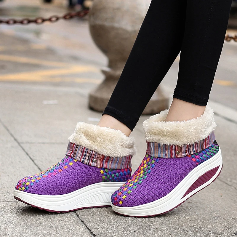 

women Cotton shoes2020 new winter plusHand-woven women's shoes with thick-soled thickened warm snow women's cotton boots