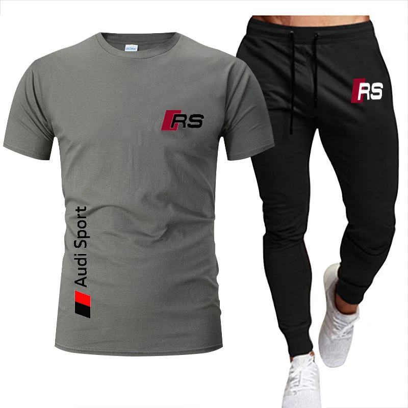 

Summer Men's T-shirt Sportswear Men's Sportswear Casual T-shirt + Trousers Men's Fashion Sportswear Car Logo Printing New 2021