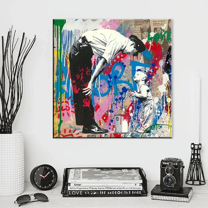 

Modern Graffiti Children Police Posters and Prints Wall Art Pictures Street Graffiti Art Canvas Painting for Living Room Decor