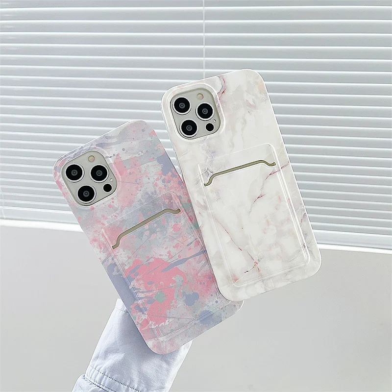 

Cracked Marble Spray Phone Case For iPhone 11 12 Pro X XR XS Max 13 Plus SE 2020 Classic Soft Phone Back Cover Card Package Bag