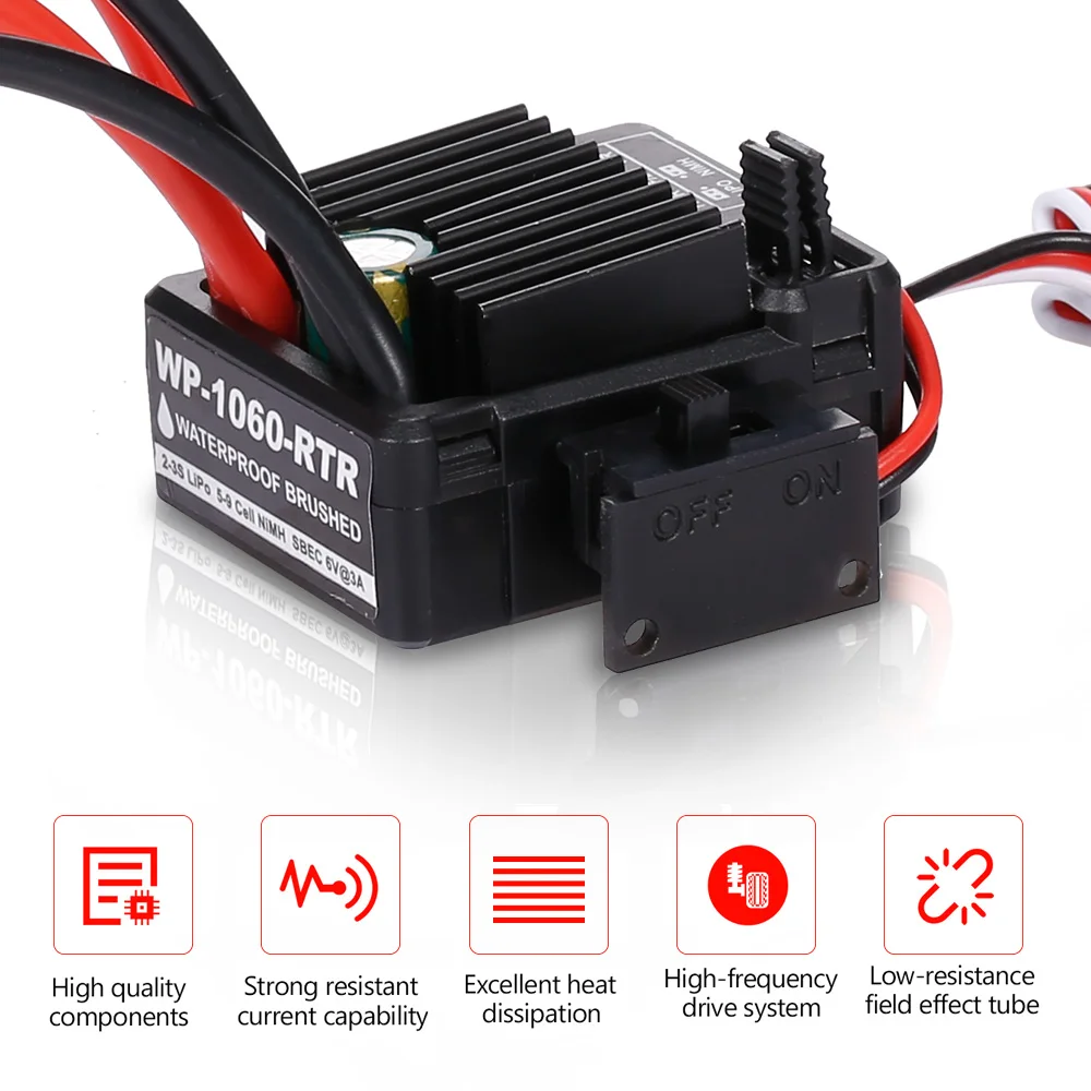 

GoolRC 60A Waterproof Brushed ESC Speed Controller for 1/10 4WD RC Car Buggy RC parts Accessories