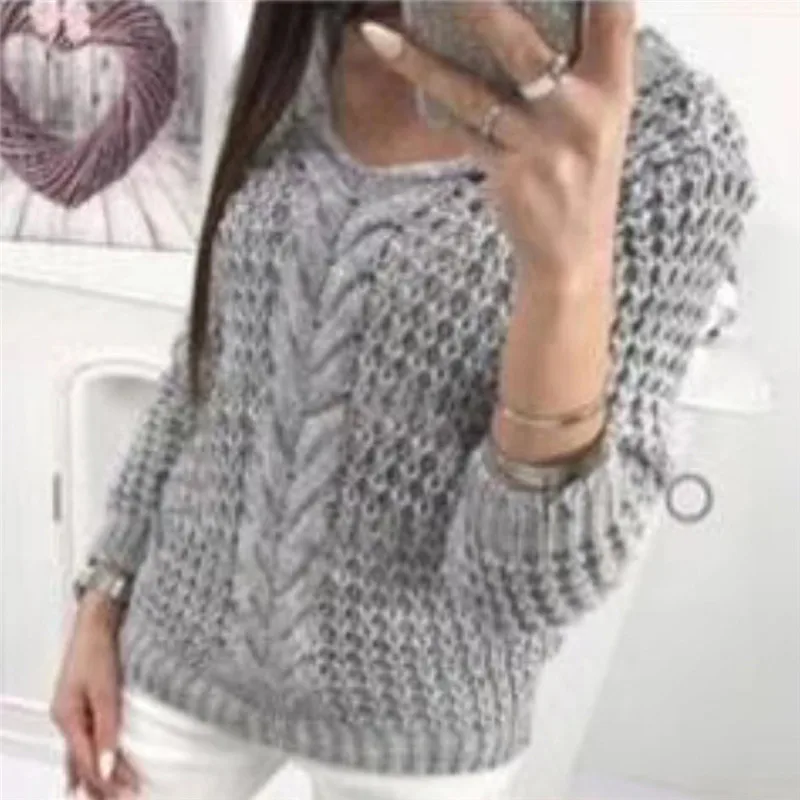 Women's Sexy V Neck Oversized Off Shoulder Sweaters Jumper Hollow Soft Warm Knitted Sweater Open Front Tops Long Sleeve Knitwear | Женская