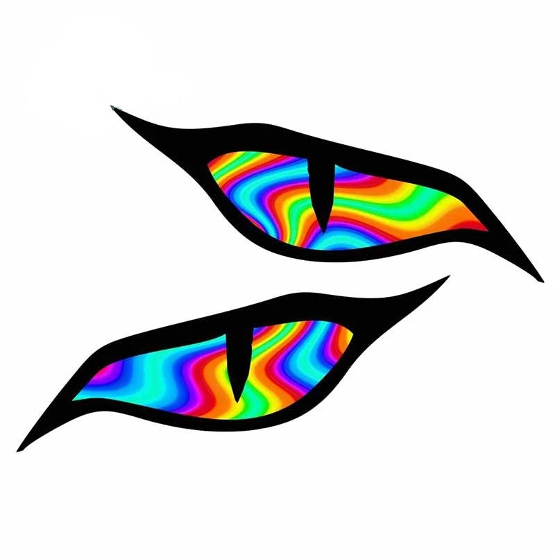 

Pair of Evil Eye Eyes Design Psychedelic Rainbow Car Sticker for Camper Laptop Phone Guitar Scratch Exterior Decal PVC13x8cm