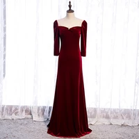 bespoke occasion dress vintage v neck full backless jersey backless luxury burgundy pearls pleat women formal evening gown hb123