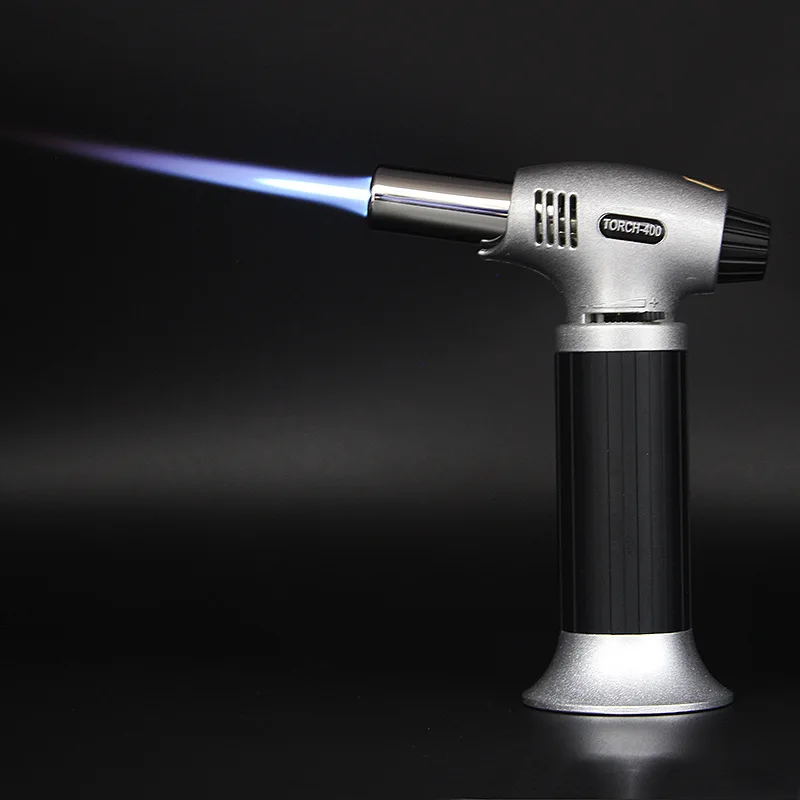 

Metal Spray Gun Lighter Inflatable Straight Into The Blue Flame 1300 C Outdoor Windproof Kitchen Torch Lighter Adjustable Flame
