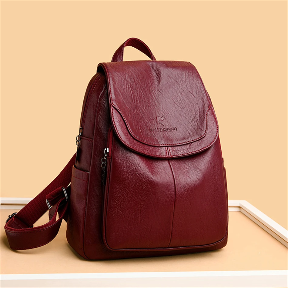 Повседневный Кожаный женский рюкзак дорожная сумка на ремне школьный ранец для