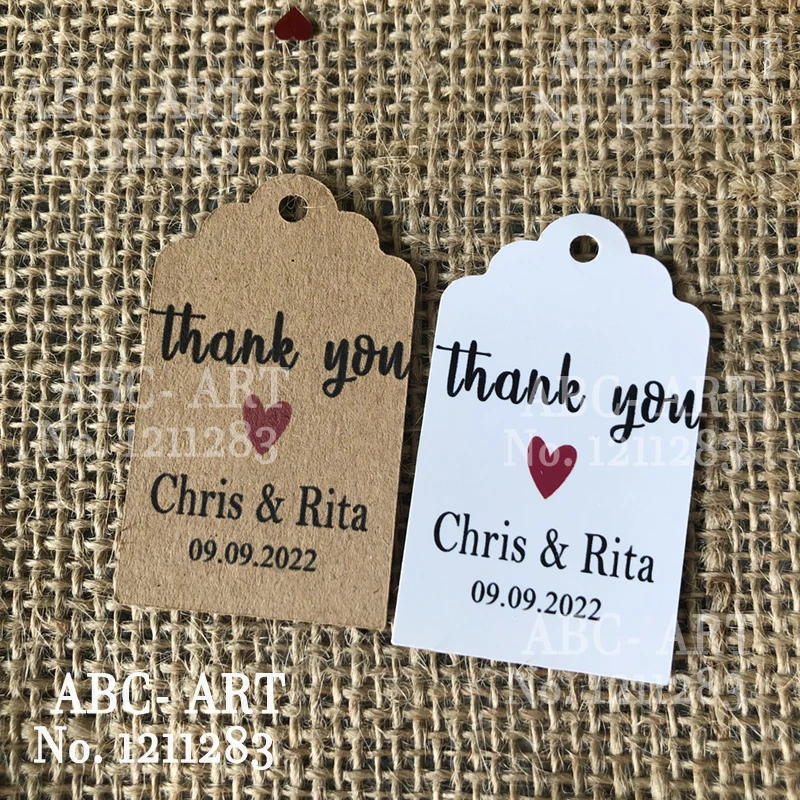 ABC-120 шт. Заказные бирки Свадебные сувениры Крафт-Бумага бирки-Yor текстовое Имя