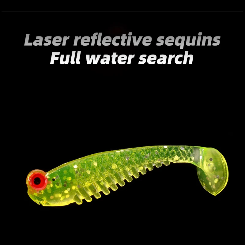 100pcs/Lot 5cm 1.3g Fish Silicone Worm Soft Lures Fake Bait Sea Fishing Swimbait Surface Artificial Spinnerbait