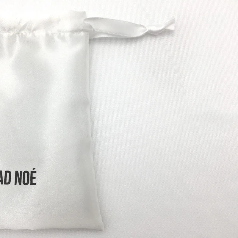Атласная сумка для упаковки ювелирных изделий белый мешочек на шнурке с принтом