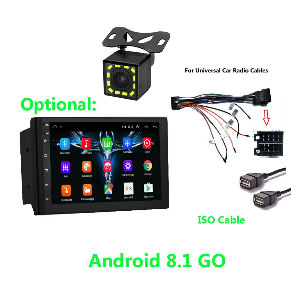 7inch with camera Автомобильные аксессуары Android 8,1 2 Din Автомобильный Радио Мультимедиа Видео плеер Универсальный Авто Стерео gps карта для Volkswagen Nissan hyundai - Цвет: 7inch with camera