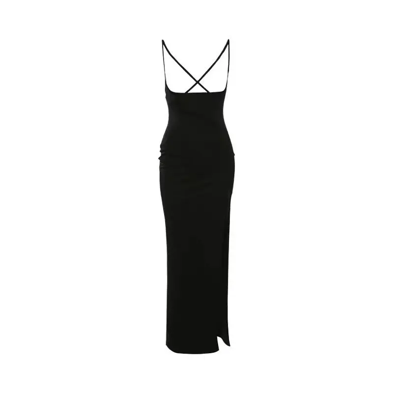 

Sister Fara Fashion Camisole Women's Dress 2021 Summer Sheath Backless Split Sleeveless Dress Slim Solid Casual Women's Dresses