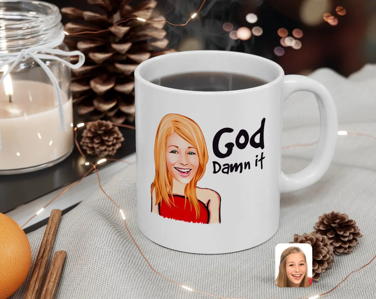 

Персонализированные Для женщин Бог блин карикатура белая кружка Bardak-33