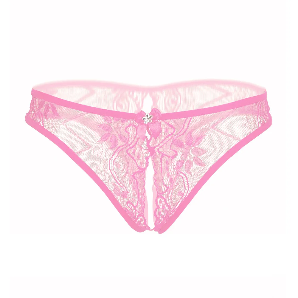 

Women's thong sexy temptation hollow low-waist thong ladies solid color lace sexy transparent thong X5