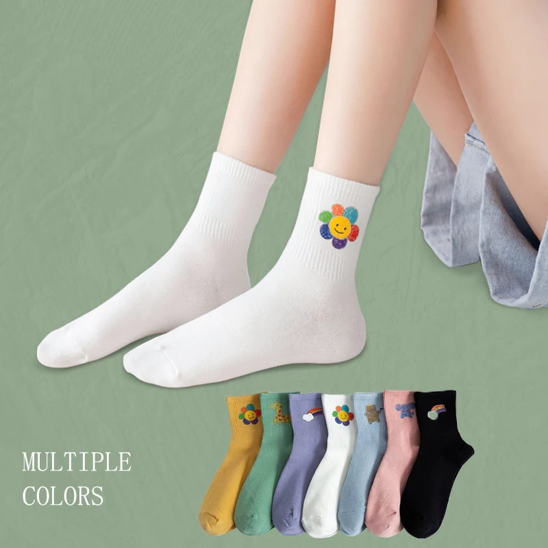 

3 пары/компл., женские хлопковые носки с рисунком белого медведя, размеры 36-40