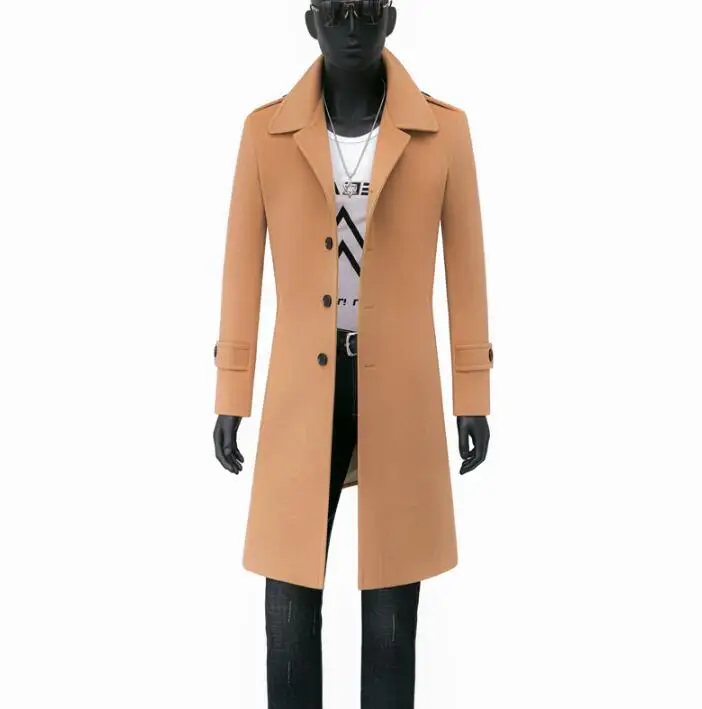 

Khaki casual 9XL woolen coat men trench coats long sleeves overcoat mens cashmere coat casaco masculino inverno erkek england