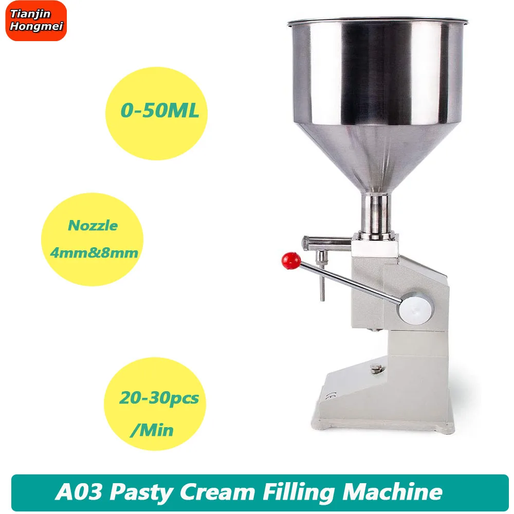 A03 Manual Liquid Paste Filling Machine Oil Cream Bottle Lip Gloss Cosmetic Nail Polish Shampoo Honey Filler Machine 50ML