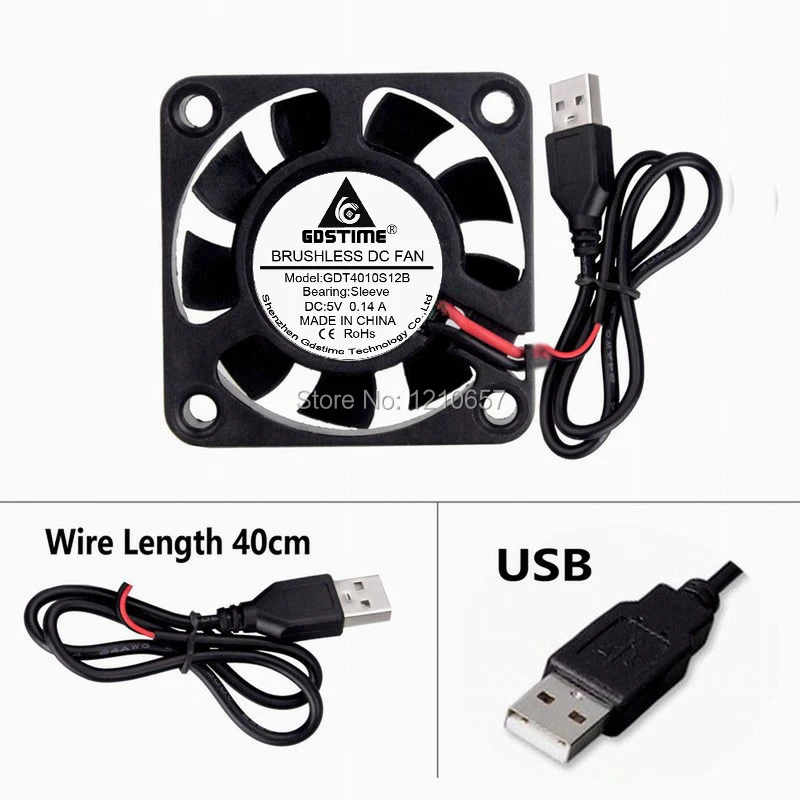 100 шт. в партии Gdstime USB 4 см 40 мм Мини DC Бесщеточный Охлаждающий вытяжной вентилятор