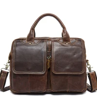 2022 new genuine leather men bag briefcase fashion man business crazy horse skin laptop bag large capacity designer high quality