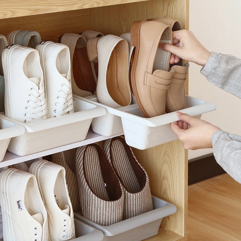 

Creative Vertical Shoe Box Japanese Plastic Three Shoe Rack Multifunctional Organize Container Space Saving Closet Storage Case