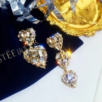 lats exaggerated love crystal dangle earring asymmetric shiny big heart earrings for women 2020 fashion jewelry earings brincos
