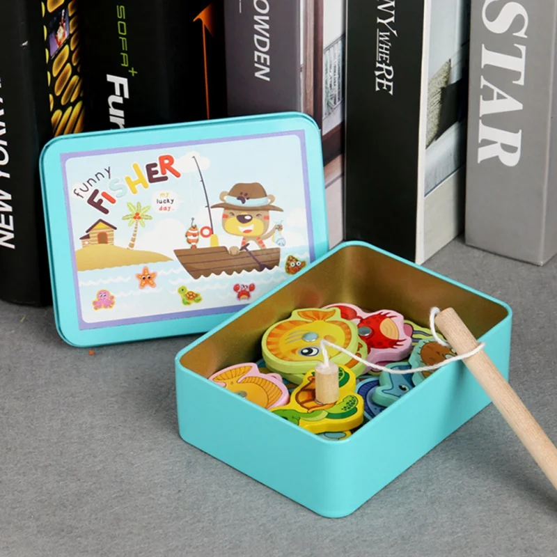 Магнитные игрушки для рыбалки 15 деревянных детских рыболовных игрушек обучающие