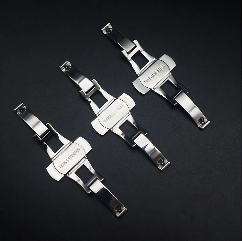 Wholesale 10PCS/lot Stainless steel Double Push Button Butterfly Clasp Buckle watch buckle watch part new 4 colors available