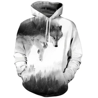 2021 new 3d printed hoodie spring and autumn wolf graphic hoodie comfortable loose hoodie mens tops shirt hoodies male attire