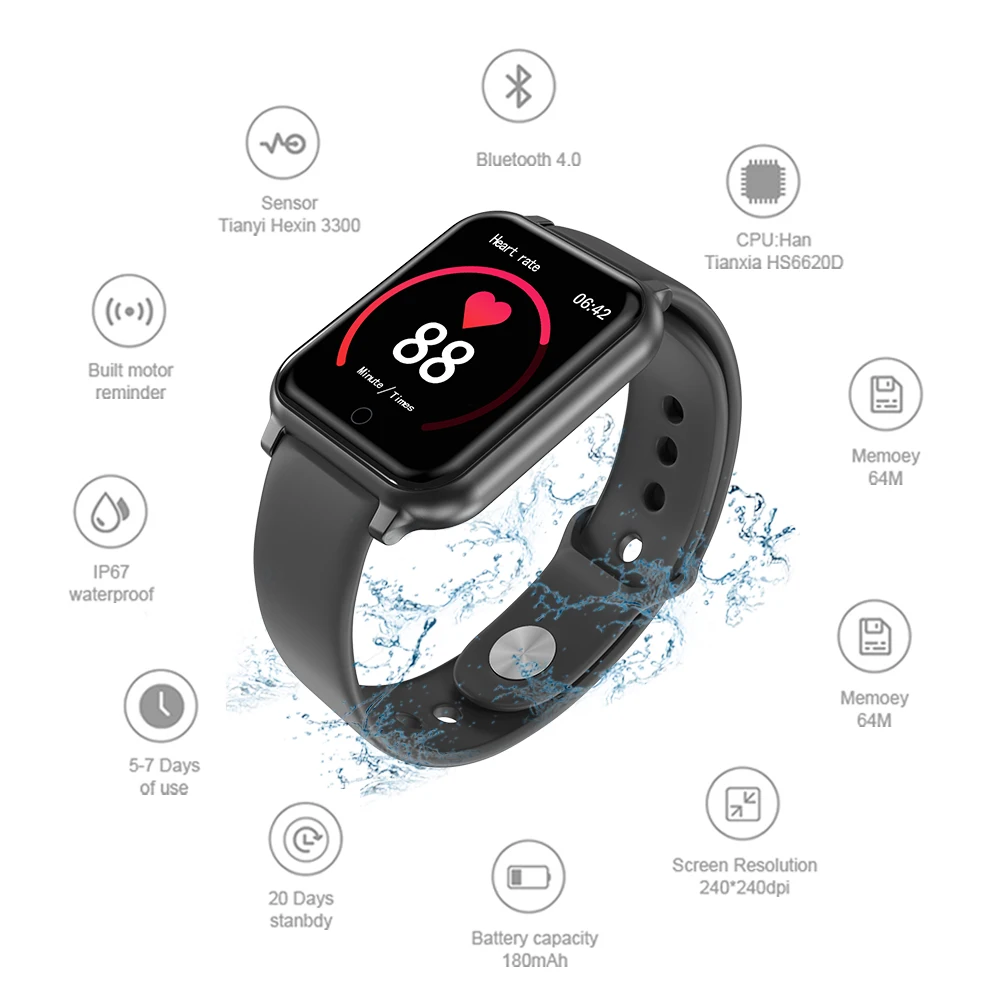 Смарт-часы T70 для мужчин и женщин модные спортивные водонепроницаемые наручные