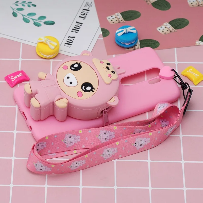 pink Чехол-кошелек на молнии с рисунком для Xiaomi Redmi 8, 8A, Note 8, Pro, 8 T, ремень, мягкая силиконовая сумка, чехол для Redmi 8A, чехол для Redmi 8, чехол - Цвет: pink