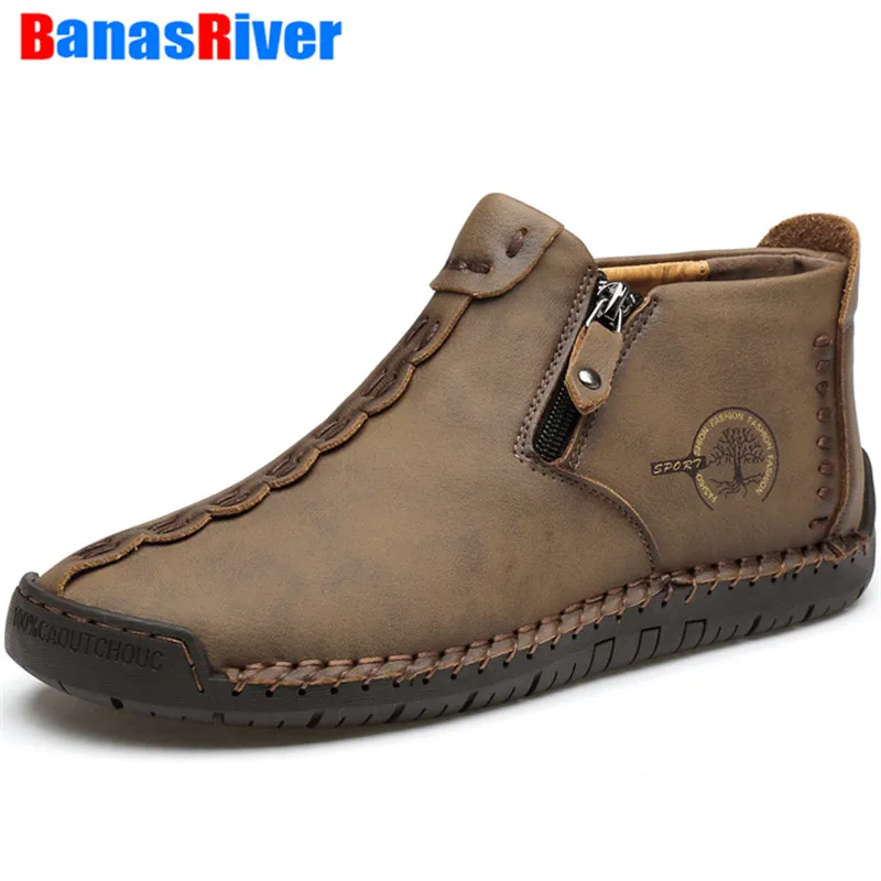 

Men Boots Fashion Quality Winter Snow Plush Ankle Shoes For Men's Warm Ankle Plus Size 38-47 Handmade Breathable Walking Driving