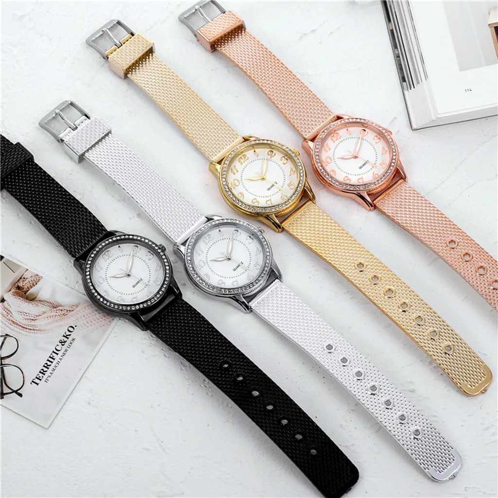 

Zegarek Damski Women Watches Luxury Mesh Band Bracelet Rose Gold Watches Reloj Inlaid Crystal Fashion Watch Relogio Feminino New