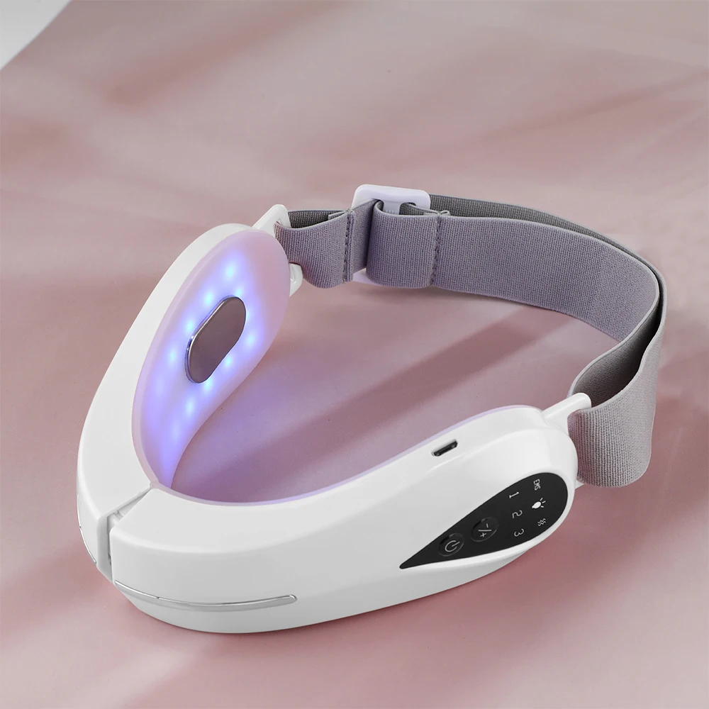 EMS массажер для лица V Line Lift Up Belt красный синий светильник похудения Вибрационный