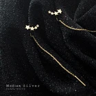 Modian новый 925 пробы серебро сердца CZ простые звезды серьги fit Для женщин геометрические Длинные линии длинные висячие серьги ювелирные украшения