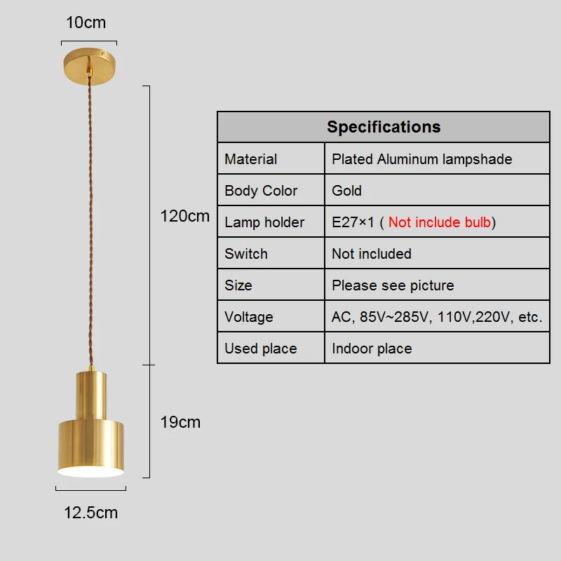 

Nordic Led Pendant Lights Modern Pendant Lamp Plated Aluminum Dining Room Lights Industrial Loft Vintage Ins Style Hanging Lamp