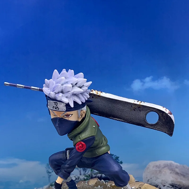 

10CM Shippuden Action Figure Hatake Kakashi Q Version Carry A Knife Executioner's Blade Kubikiribocho Anime Model Toys