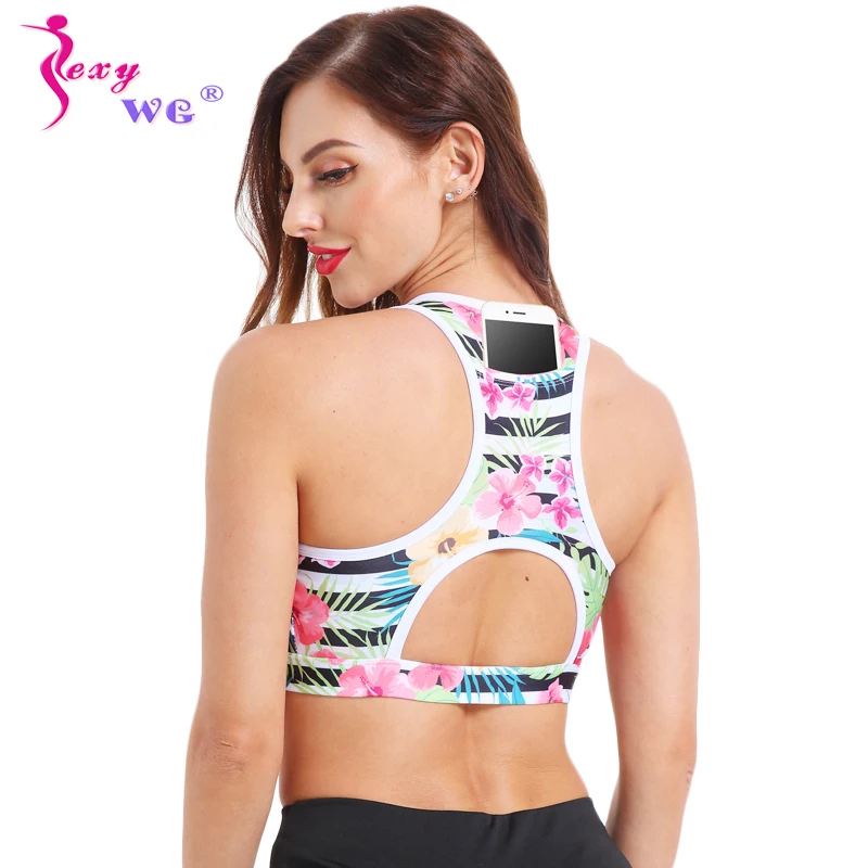 Топ женский спортивный с карманом для телефона и чашками пуш ап|Спортивные топы| |