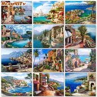 ruopoty diy painting by numbers seascape set acrylic paint kits for adults pictures drawing canvas coloring by number decoration