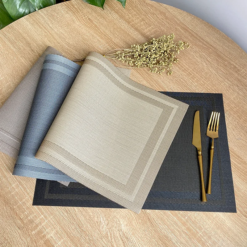 

6/4 pcs PVC placemat non-slip waterproof tableware mat set hotel disposable western food anti-scald heat insulation pad coaster