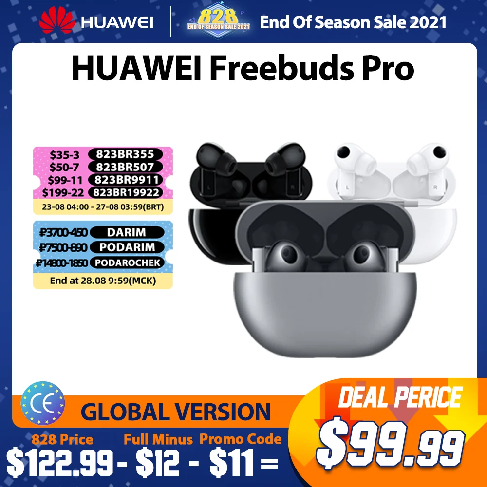 Huawei freebuds pro wireless earphones bluetooth 5. 2 headset earbuds active noise cancellation dual device connection 1 Item image