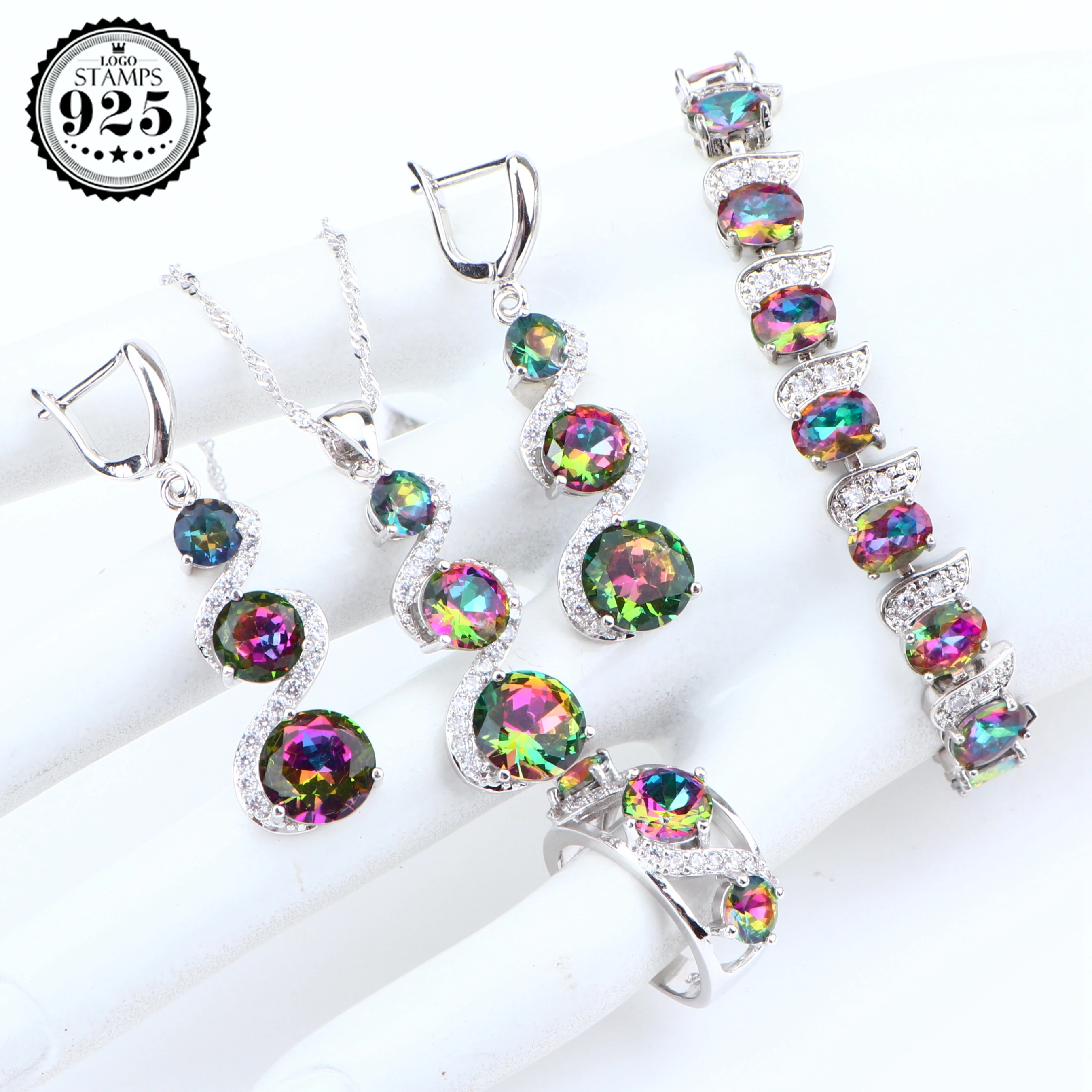 Женский Свадебный комплект из серебра 925 пробы с натуральным цирконием серьги