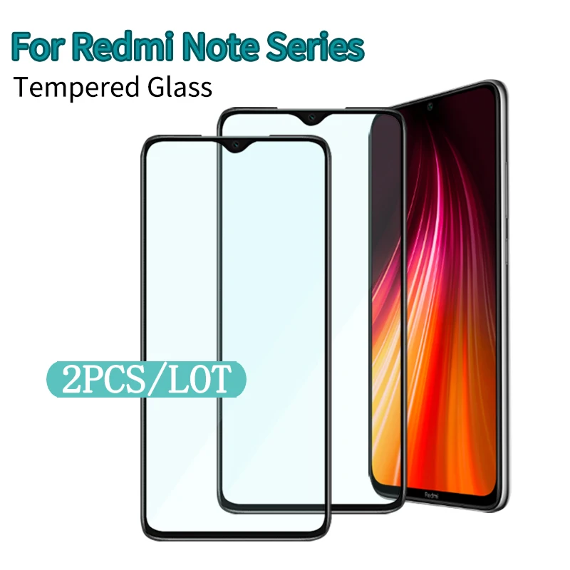 

2 шт., полное покрытие, защита экрана, закаленное стекло, пленка для Xiaomi Redmi Note 6, 7, 8 Pro, защита экрана, защитное закаленное стекло