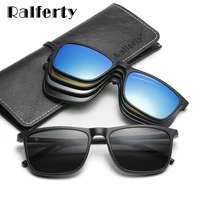 ralferty magnetic sunglasses men 5 in 1 polarized clip on sunglass women square sunglases ultra light night vision glasses a8804