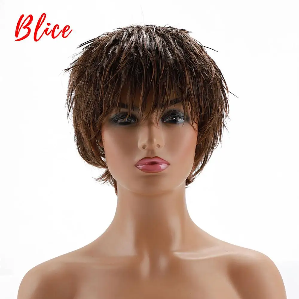 

Blice Synthetic Hair Mix Color 2/30 Short Curly Wig For Women Free Shipping Heat Resistant Kanekalon Daily Party Cosplay Wigs