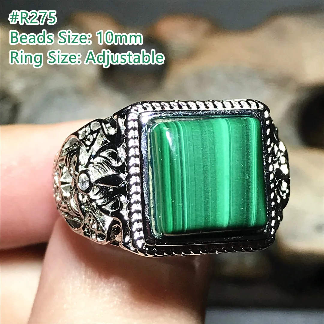 

Natural Green Malachite Chrysocolla Ring Jewelry For Women Man Healing Gift Crystal Stone Beads Silver Adjustable Ring AAAAA