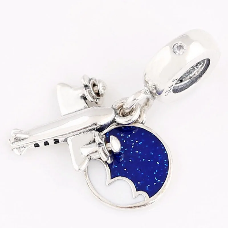 

100% 925 Sterling Silver Charm Innovative Propeller Airplane Pendant Fit Pandora Women Bracelet & Necklace Diy Jewelry