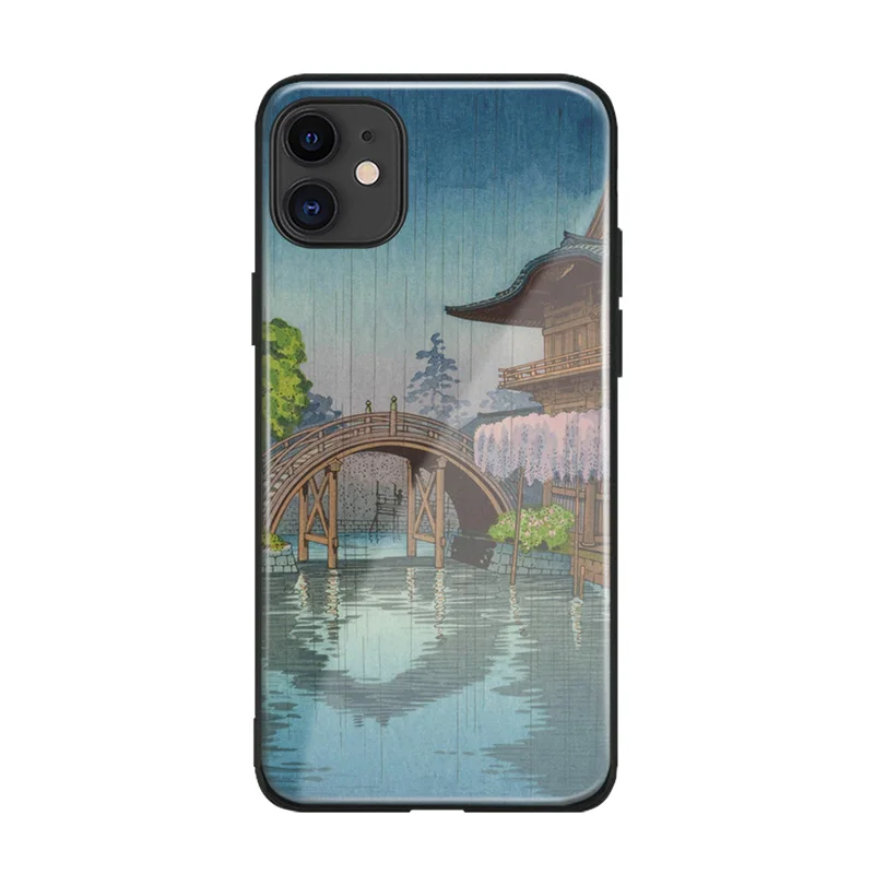 Японский эстетический Ukiyo-e мягкий силиконовый чехол для телефона из закаленного
