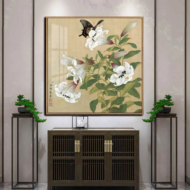 Китайские минималистичные птицы с цветами холст картина постер и принт